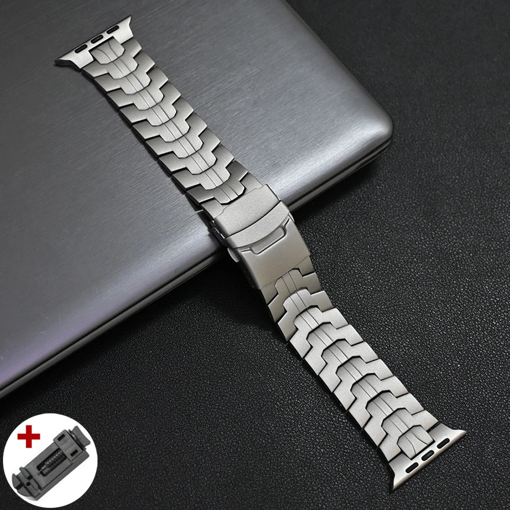 Luxury Wingtip Titanium Metal Straps By iSerieshub Compatible For iWatch