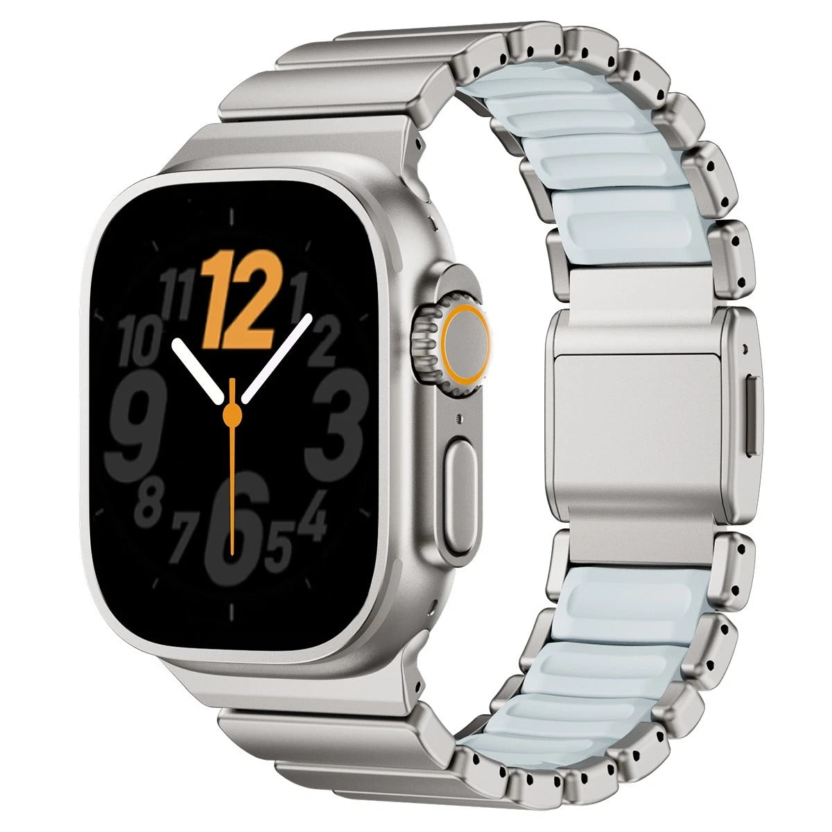 Luxury Titanium Dual Layer Silicone Magnetic Link Bands By Iserieshub Compatible For Apple Watch