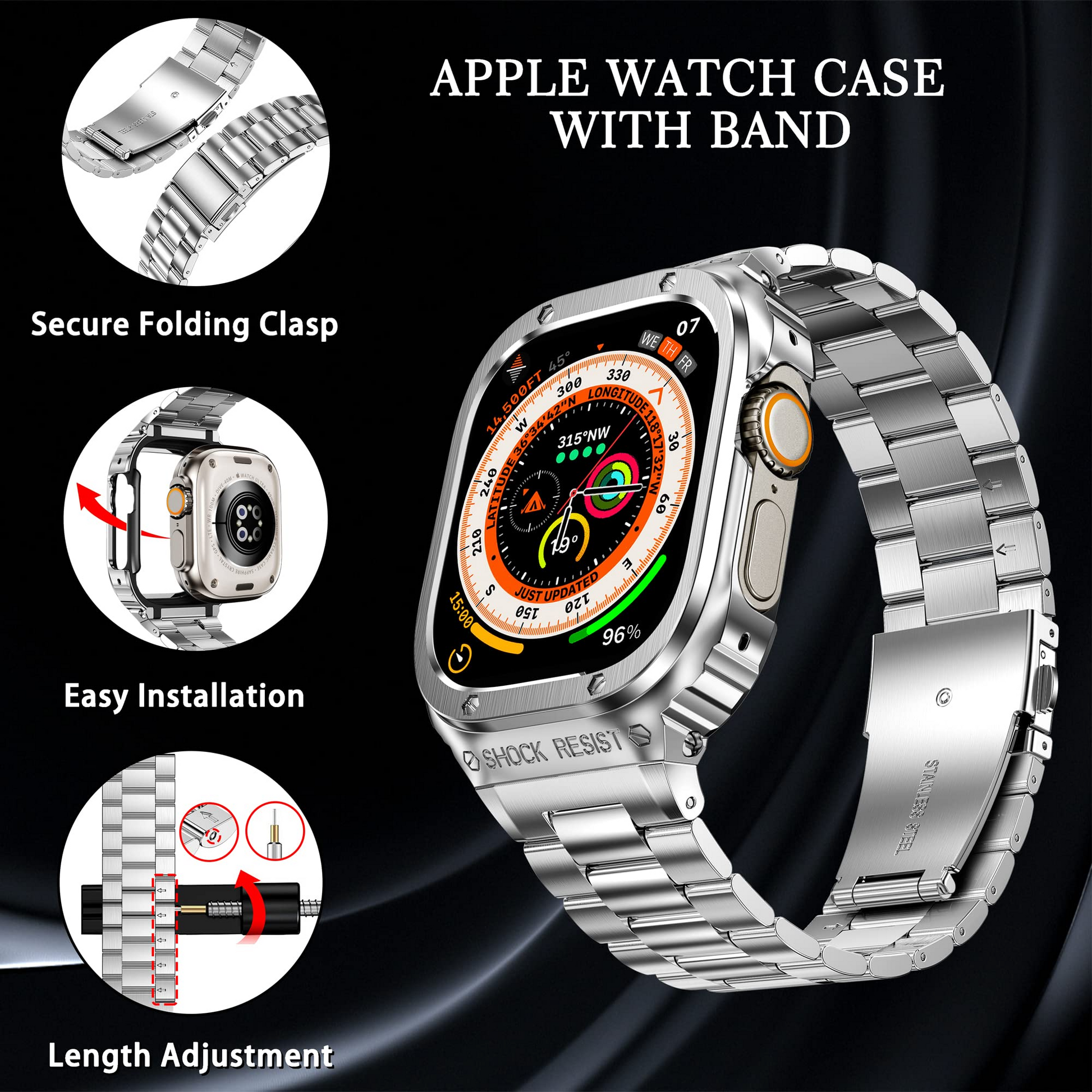 49MM Luxury Modification Richard Armor Metal Kit By iSerieshub Compatible For iWatch Ultra