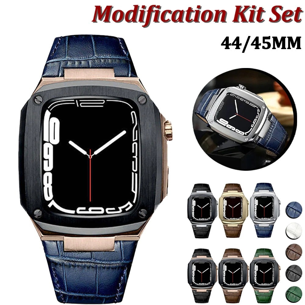 Luxury Modification Kit With Leather Straps By iSerieshub Compatible For Smart-Watch