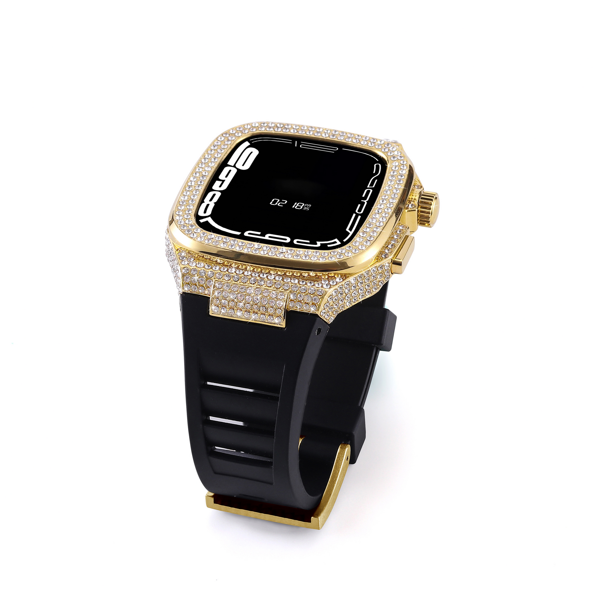 Diamond Luxury Modification Kit Metal Case Rubber Silicone Correa Straps For iWatch ( 44MM 45MM)