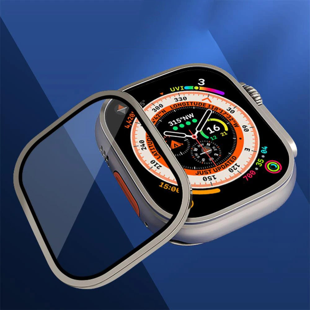 Premium Metal Bumper+Tempered Glass By iSerieshub Compatible For Smart Watch Ultra 49mm 