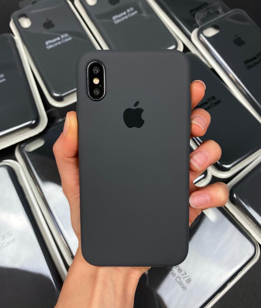 Charcoal Grey Silicone Premium Back Cover By iSeriesHub Compatible for iPhone