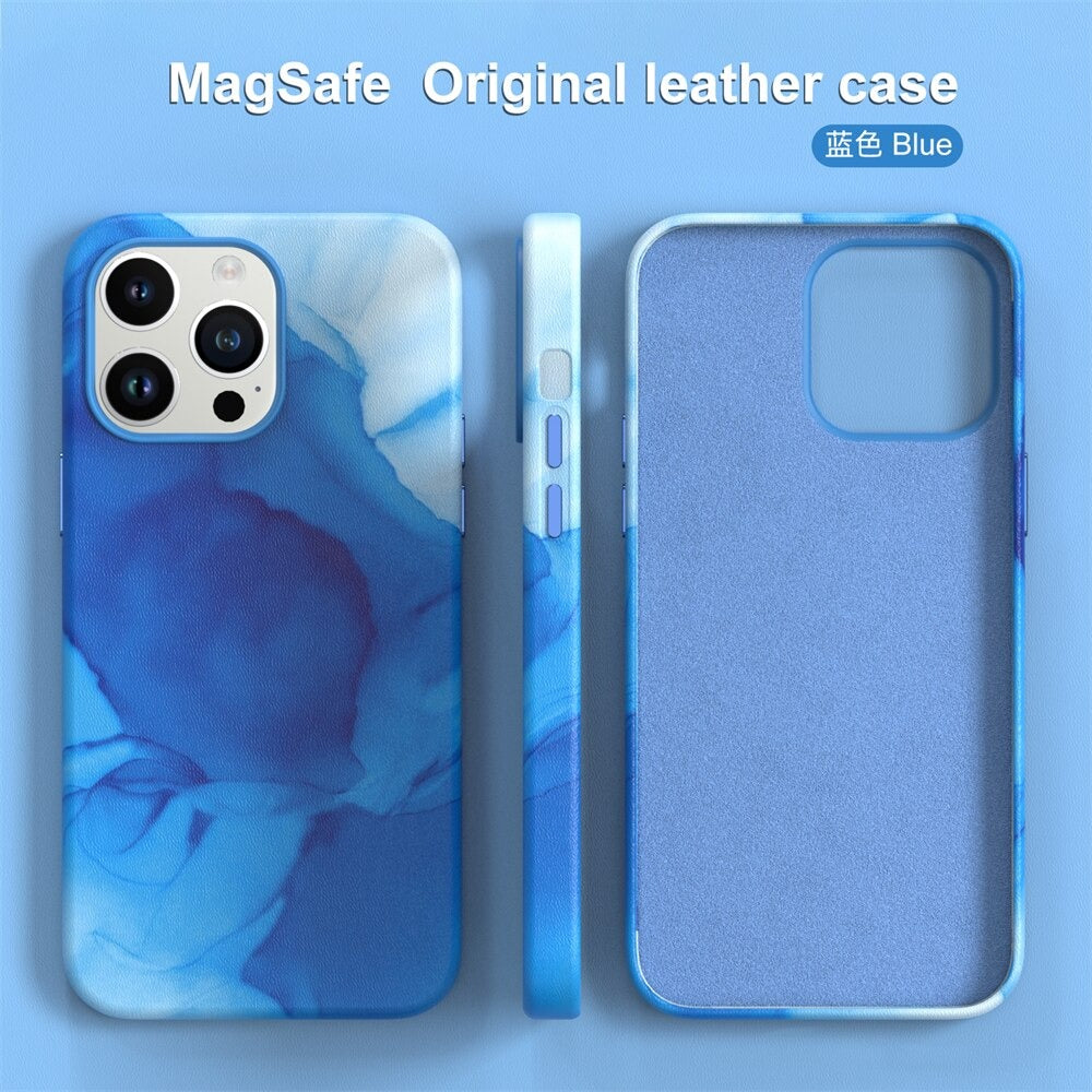 Premium Colourful Leather Mag-safe Case By iSerieshub Compatible for iPhone