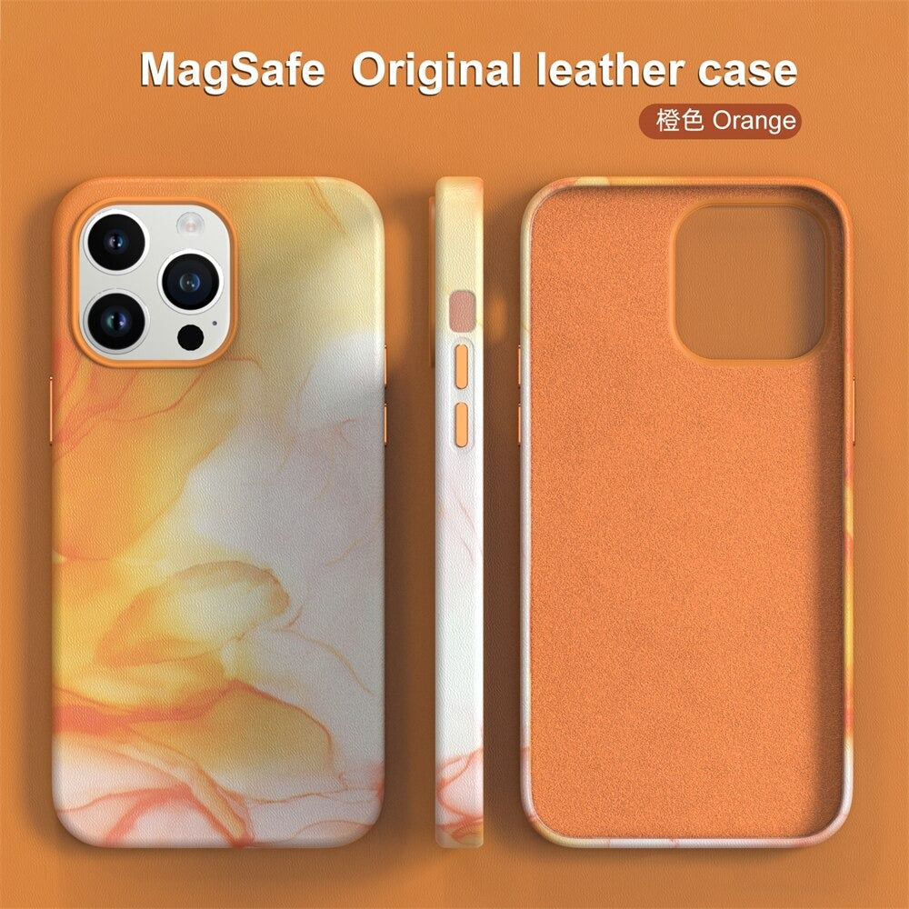 Premium Colourful Leather Mag-safe Case By iSerieshub Compatible for iPhone