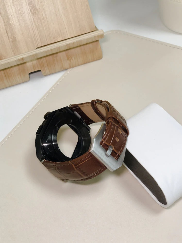 Luxury Modification Kit With Leather Straps By iSerieshub Compatible For Smart-Watch