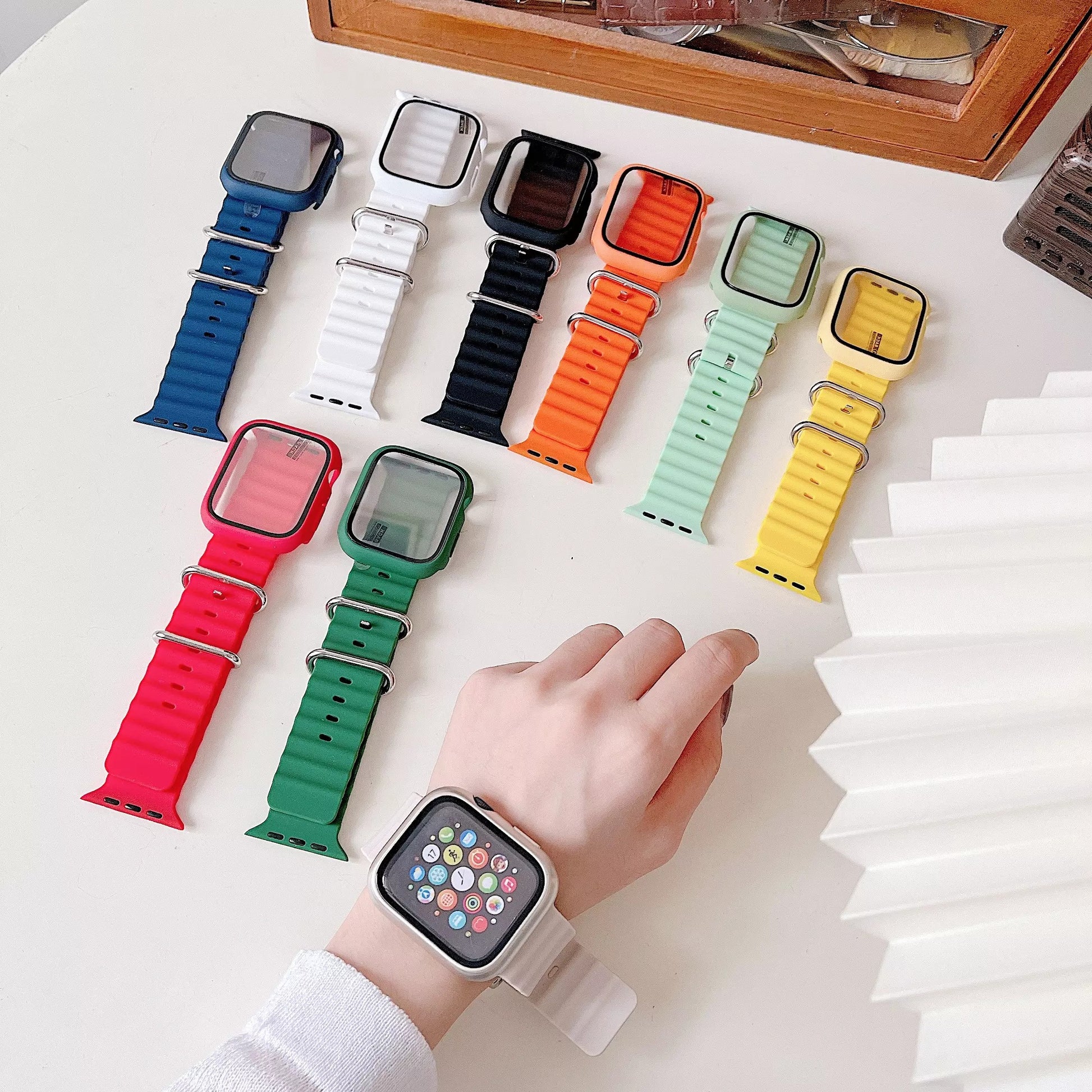 Premium Ocean Silicone Bands With Protective Case By iSerieshub Compatible For Smart-Watch Ultra 49mm